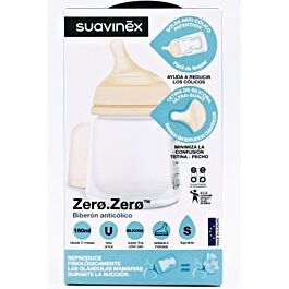 Suavinex Zero Zero Biberon Anticolico Tetina Silicona Flujo Lento Talla U  180 Ml