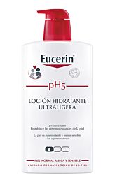 Eucerin Loción hidratane ultraligera, piel normal a seca sensible, 1000 ml