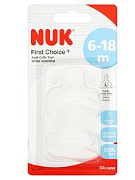 Nuk first choice+ silicona 6-18 m, l, (2 unidades)