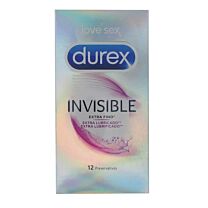 Durex invisible extra fino y extra lubricado, 12 preservativos