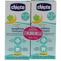 Chicco pack ahorro pasta dental plátano y manzana, 2 x 50 ml