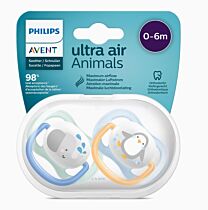 Avent chupete ultra air animals, 0-6 meses, 2 unidades