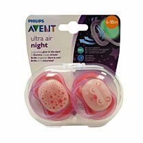 Avent chupete Ultra air night, 0-6 meses, 2 unidades